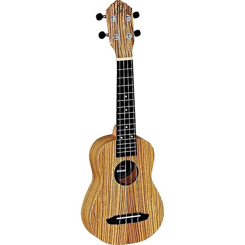 Ukelele soprano con tapa de madera de cebra serie Timber RFU10Z de Ortega Guitars